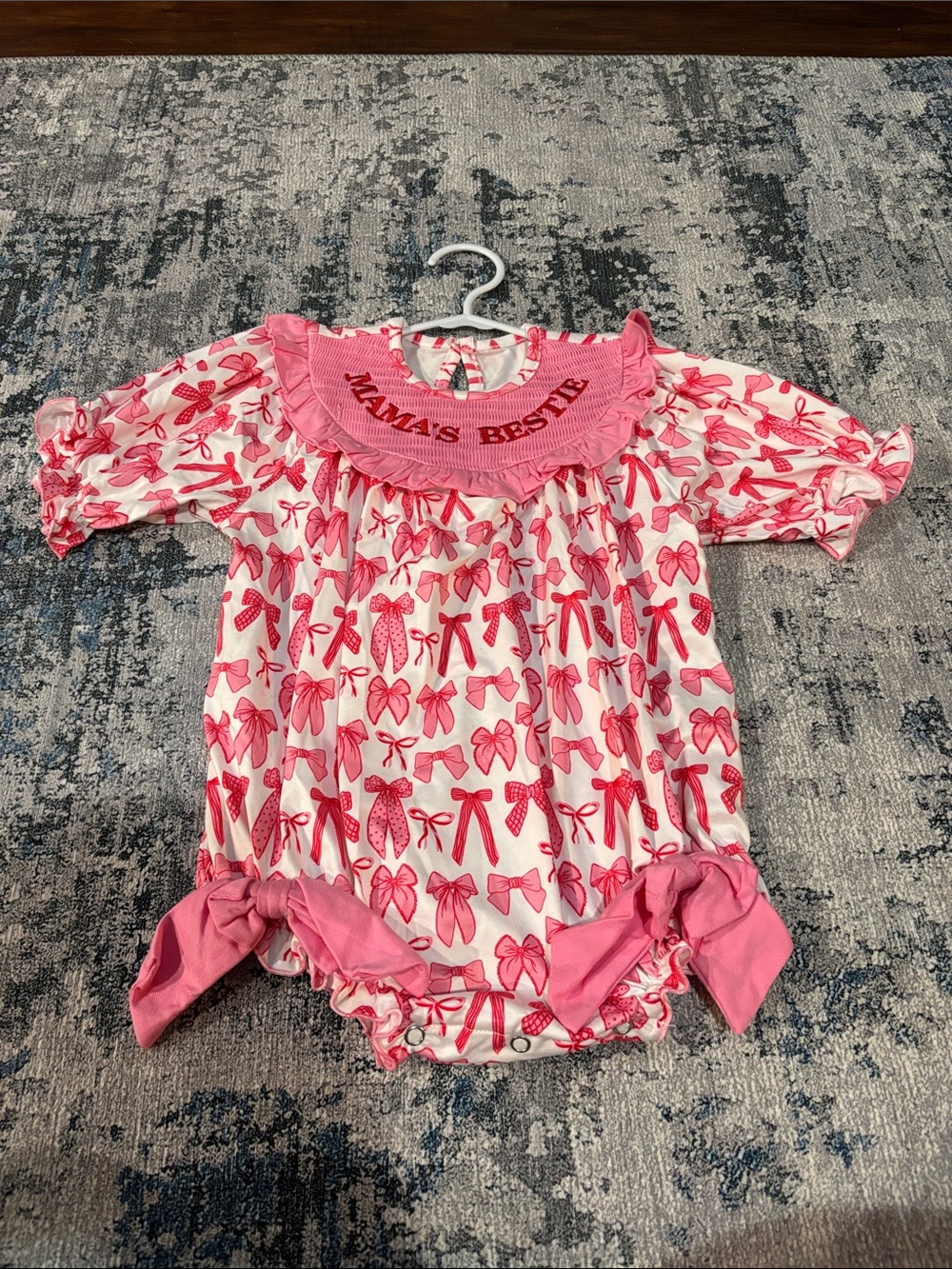 Mama's Bestie Pink Bow Romper